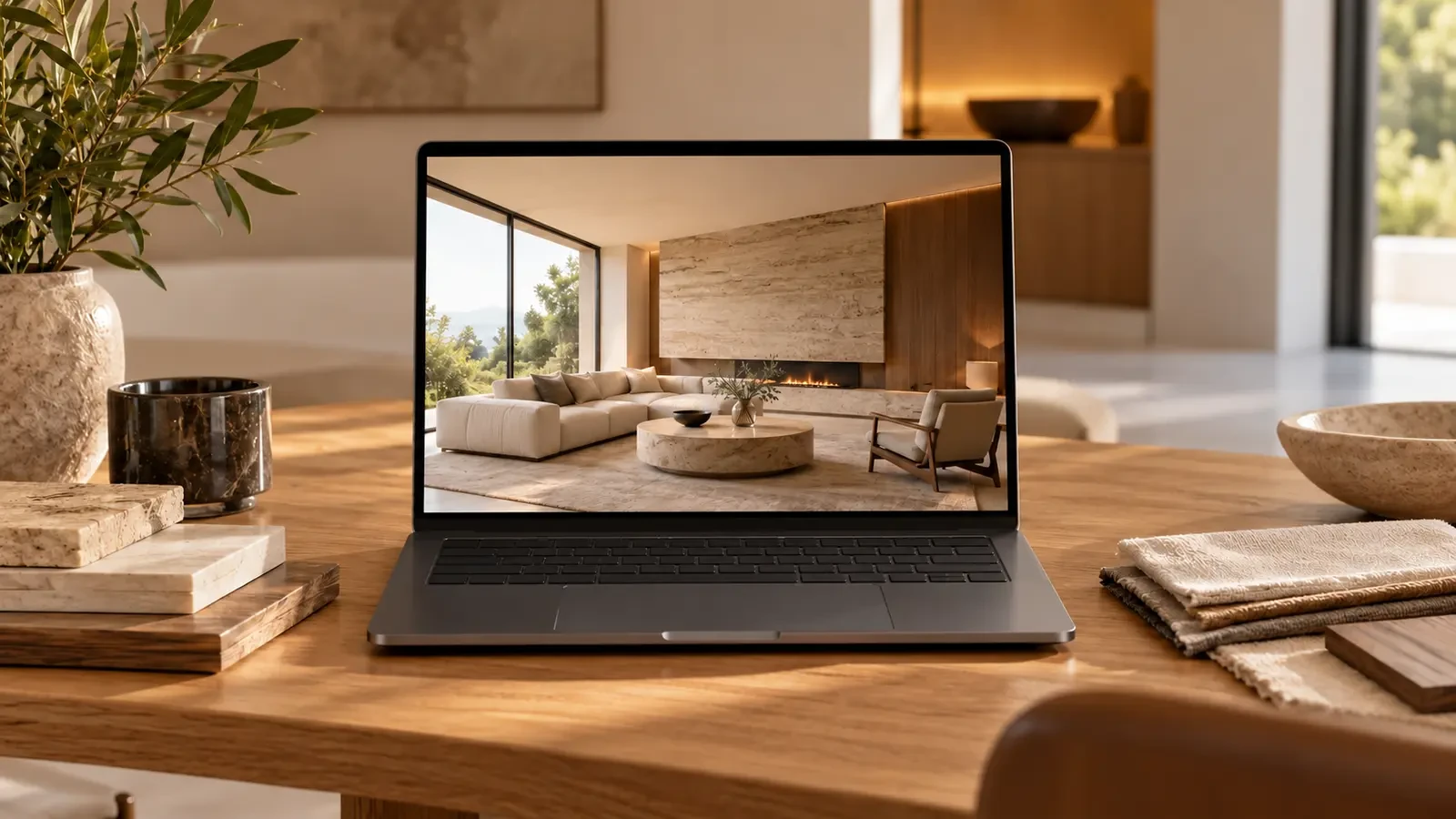 3D interior visualisation on a laptop during a remote design review